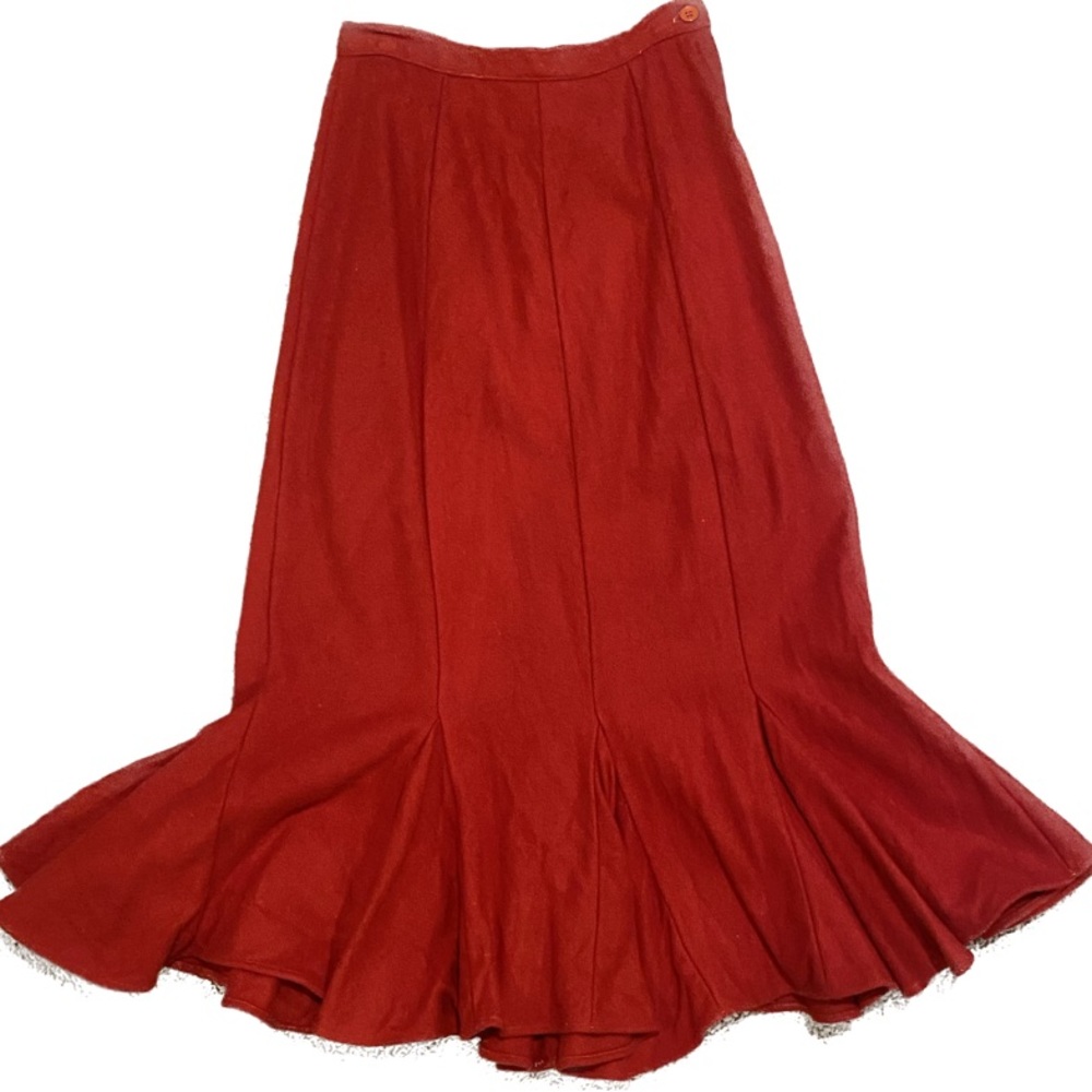 Stunning Vintage Red Wool Skirt Size XS